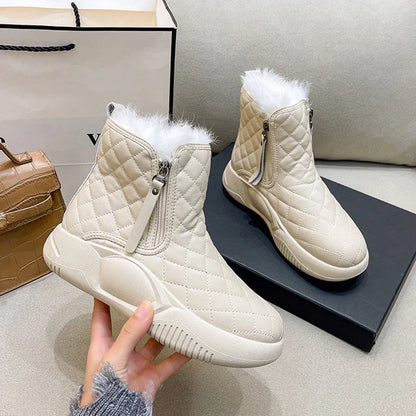 Women's High Top Waterproof Winter Boots with Side Zipper