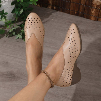 Breathable Cut-Out Low Heel Shoes