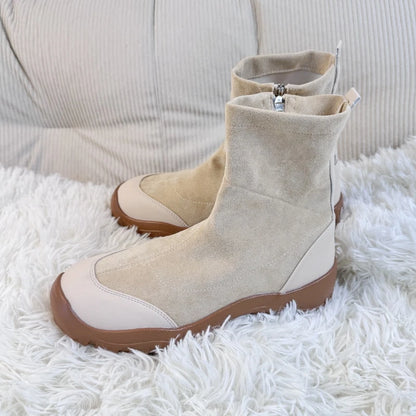 Side Zip Booties Suede Platform Stretch Fit 4