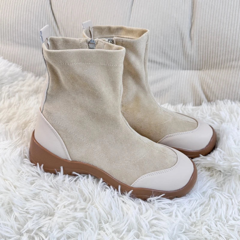 Side Zip Booties Suede Platform Stretch Fit 5