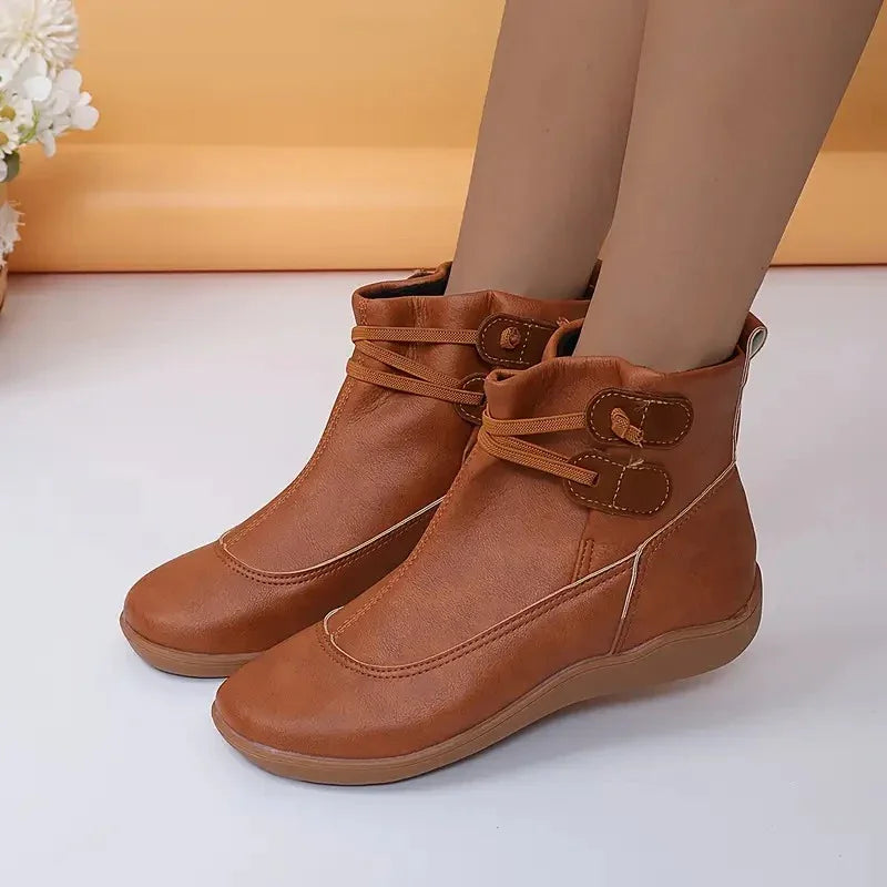 Casual Chic Women's Ankle Boots with Stylish Lace-Up Design