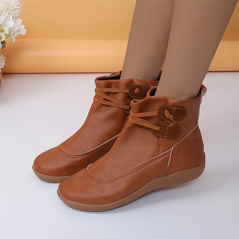 Casual Chic Women&#39;s Ankle Boots with Stylish Lace-Up Design