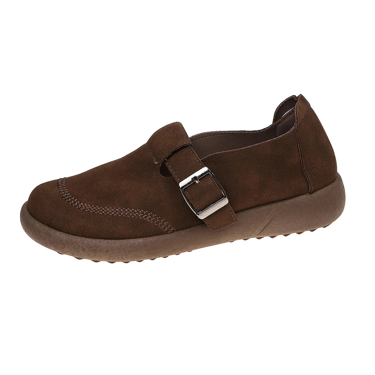 Women's Genuine Leather Flats Plus Size Slip On Shoes 6