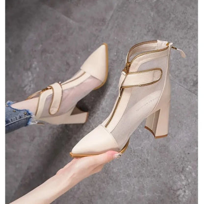 Women's High Heeled Ankle Boots Thick Heel 5