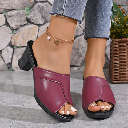 Women’s High Heeled Slippers Thick Heel 0