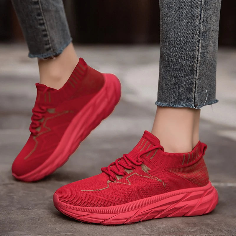 Women’s High Top Slip On Sneakers Breathable Knit 1