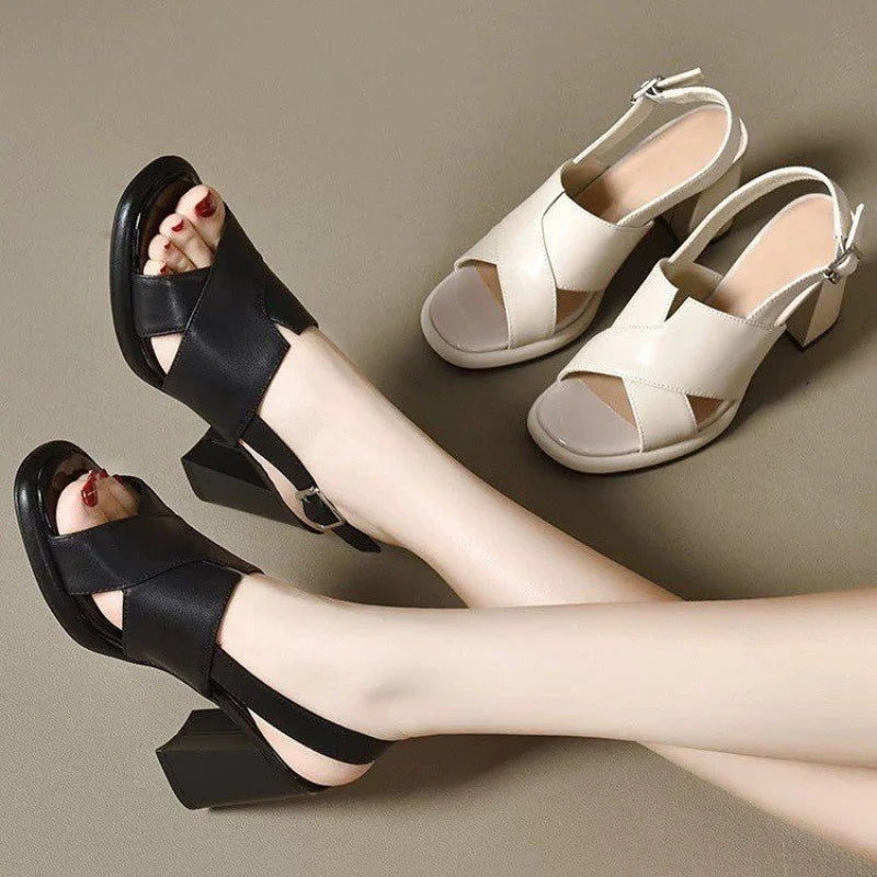 Women's Open Toe Platform Sandals Chunky Heel 4