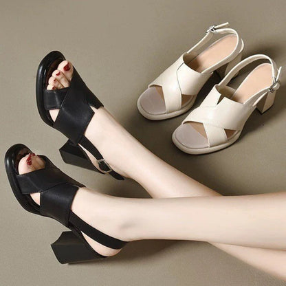 Women's Open Toe Platform Sandals Chunky Heel 4