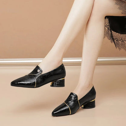 Women’s Pointed Toe Work Shoes Mid Block Heel 0