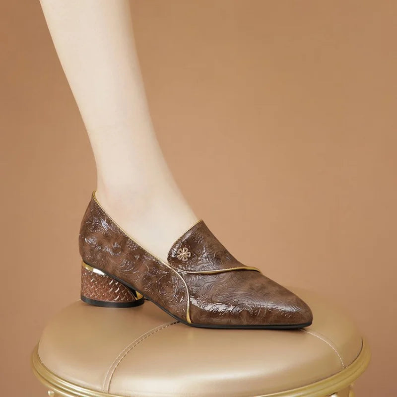 Women’s Pointed Toe Work Shoes Mid Block Heel 5