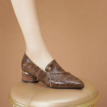 Women’s Pointed Toe Work Shoes Mid Block Heel 5