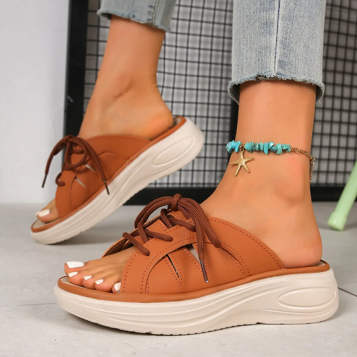 Women's Slip On Sandals Thick Heel 1