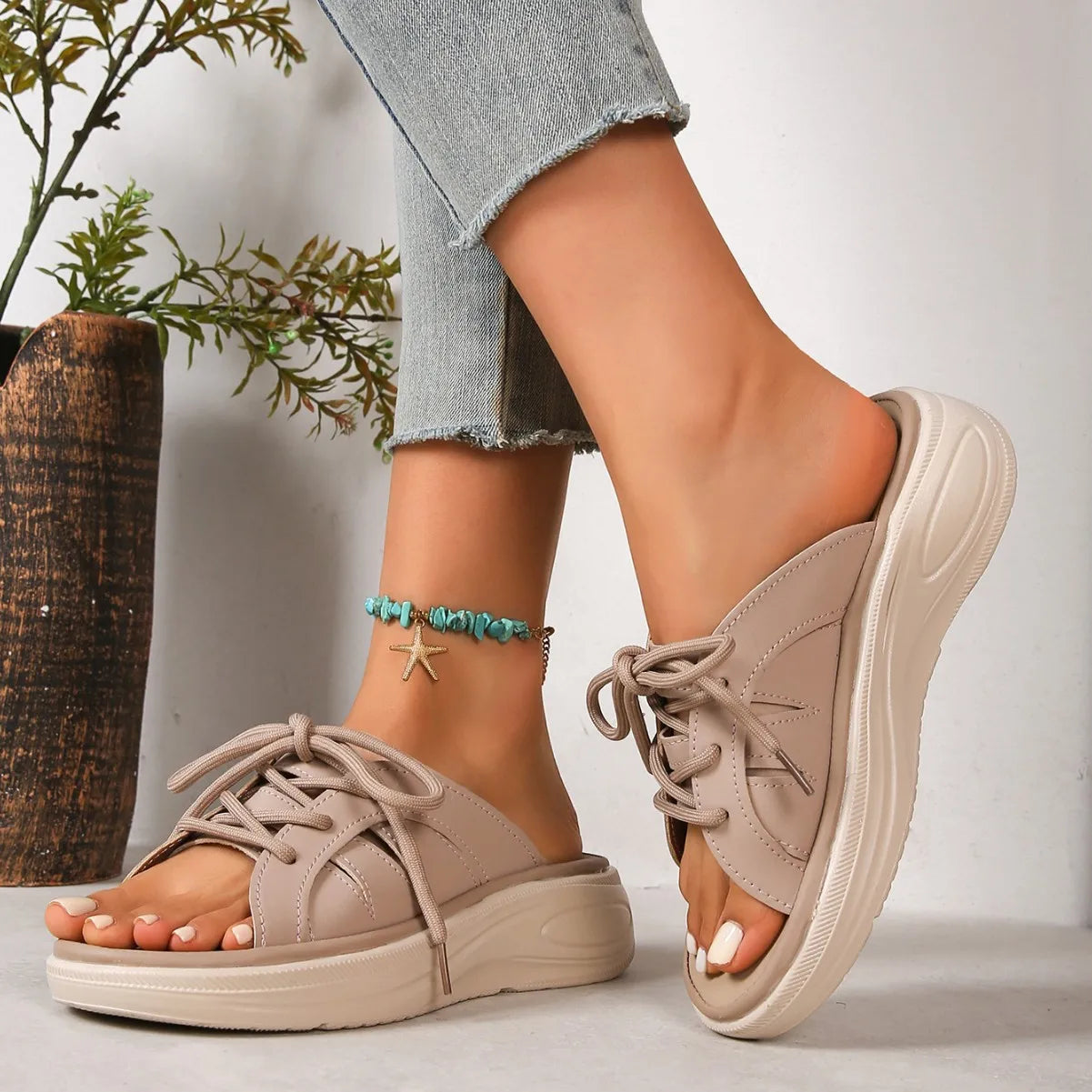 Women's Slip On Sandals Thick Heel 3