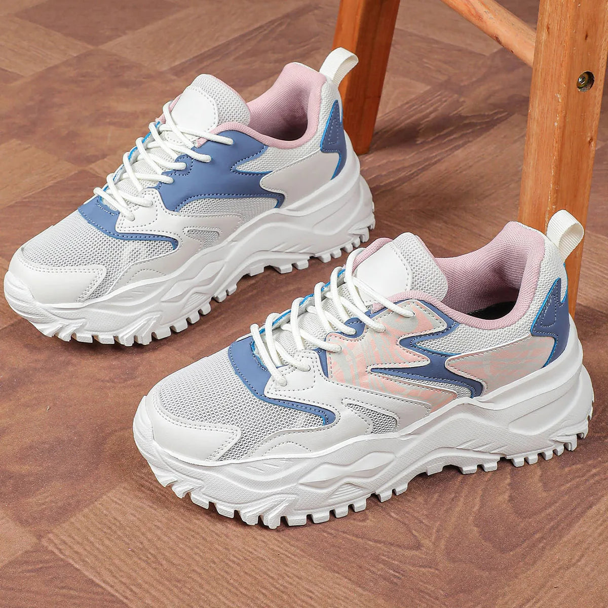 Women's Sneakers Thick Sole Breathable Mesh Casual Shoes 5