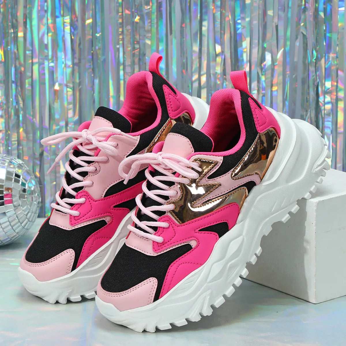 Women's Sneakers Thick Sole Breathable Mesh Casual Shoes 6