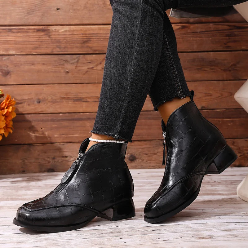 Womens Ankle Boots Chunky Heel 1