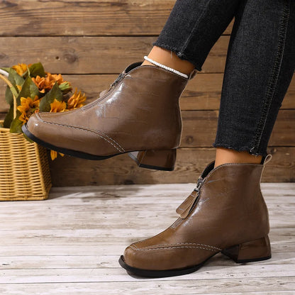 Womens Ankle Boots Chunky Heel 2