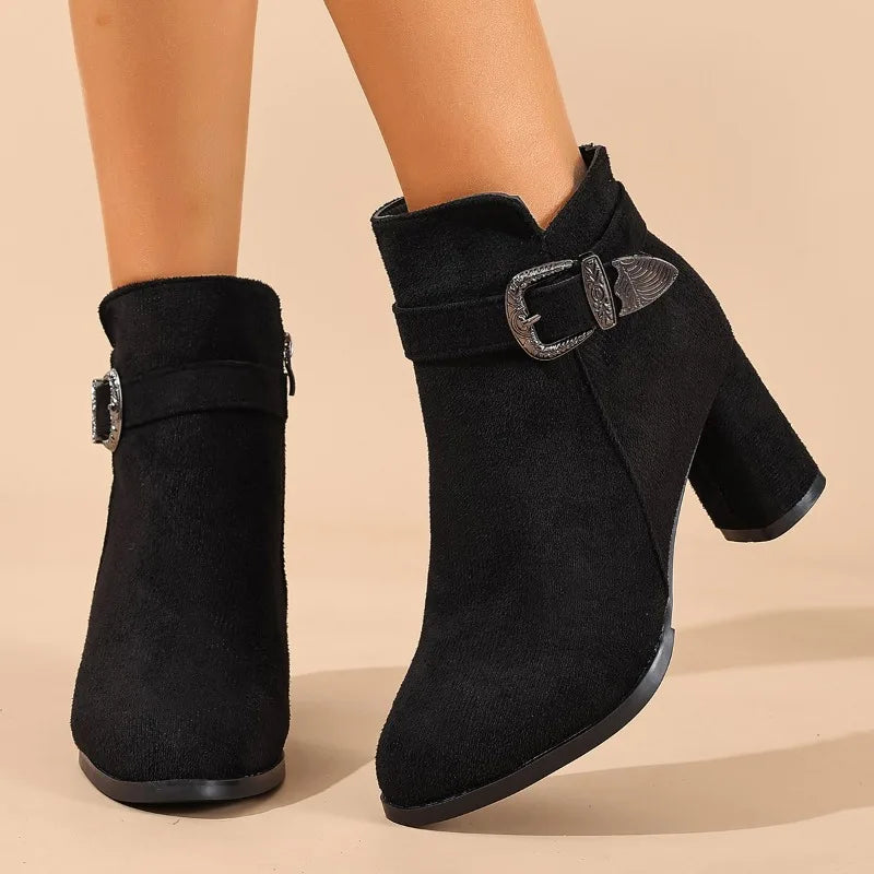 Womens High Heel Boots Pointed Toe Zipper 0