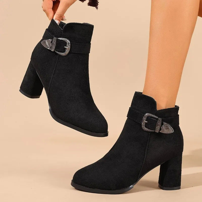 Womens High Heel Boots Pointed Toe Zipper 1