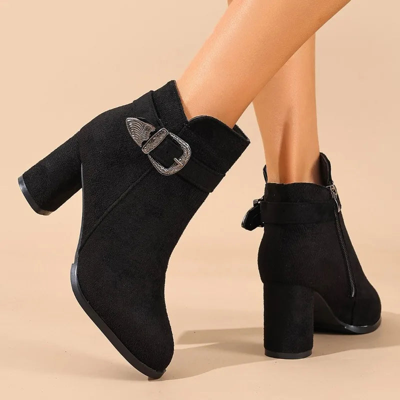 Womens High Heel Boots Pointed Toe Zipper 2