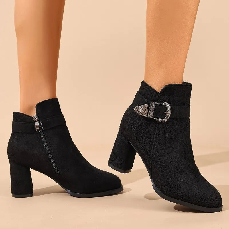 Womens High Heel Boots Pointed Toe Zipper 3