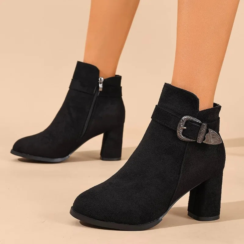 Womens High Heel Boots Pointed Toe Zipper 4