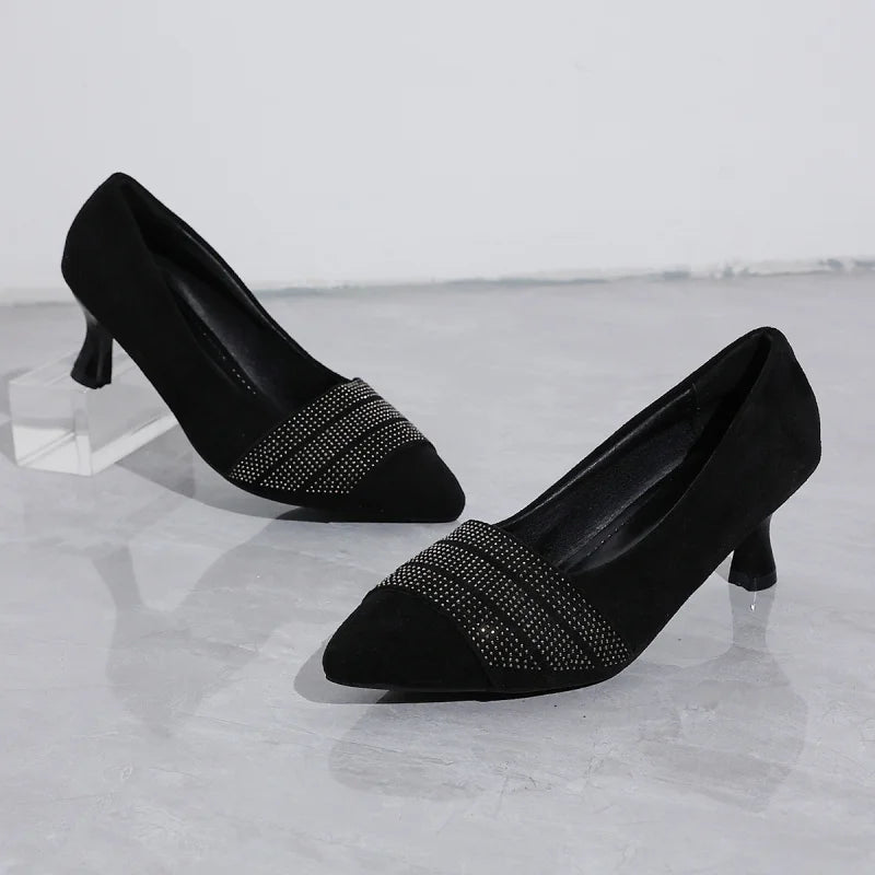 Womens Pointed Toe Stiletto Heels Sequin Detail 0