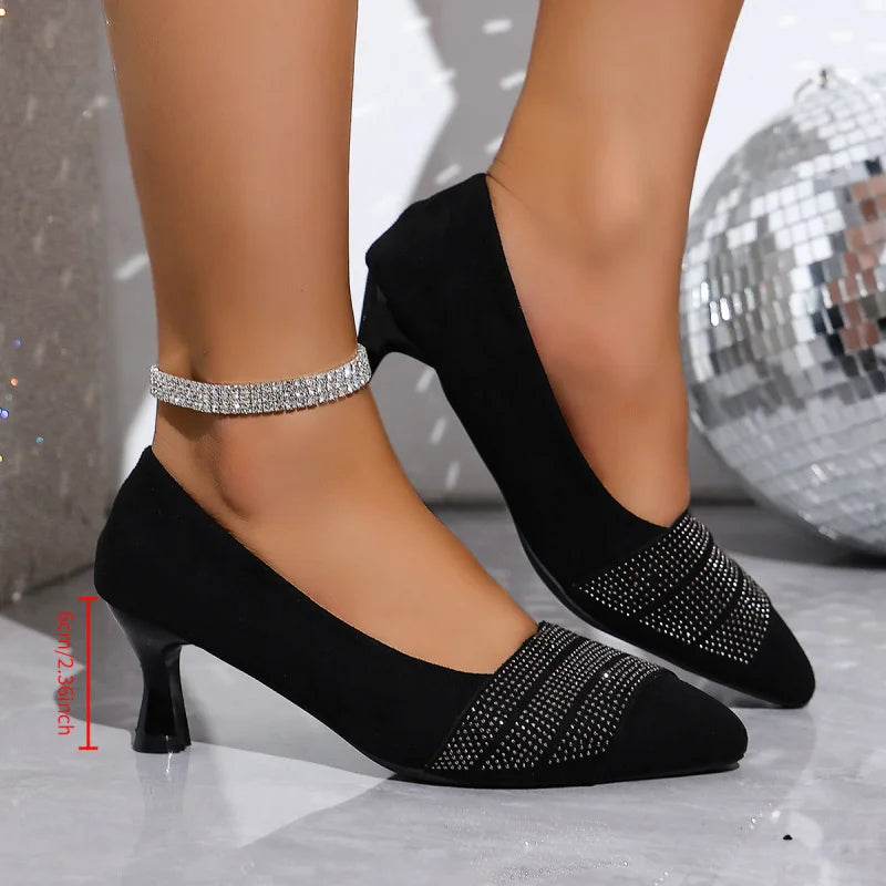 Womens Pointed Toe Stiletto Heels Sequin Detail 3