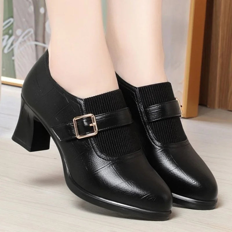 Womens Pumps Block Heel Deep Vamp 0