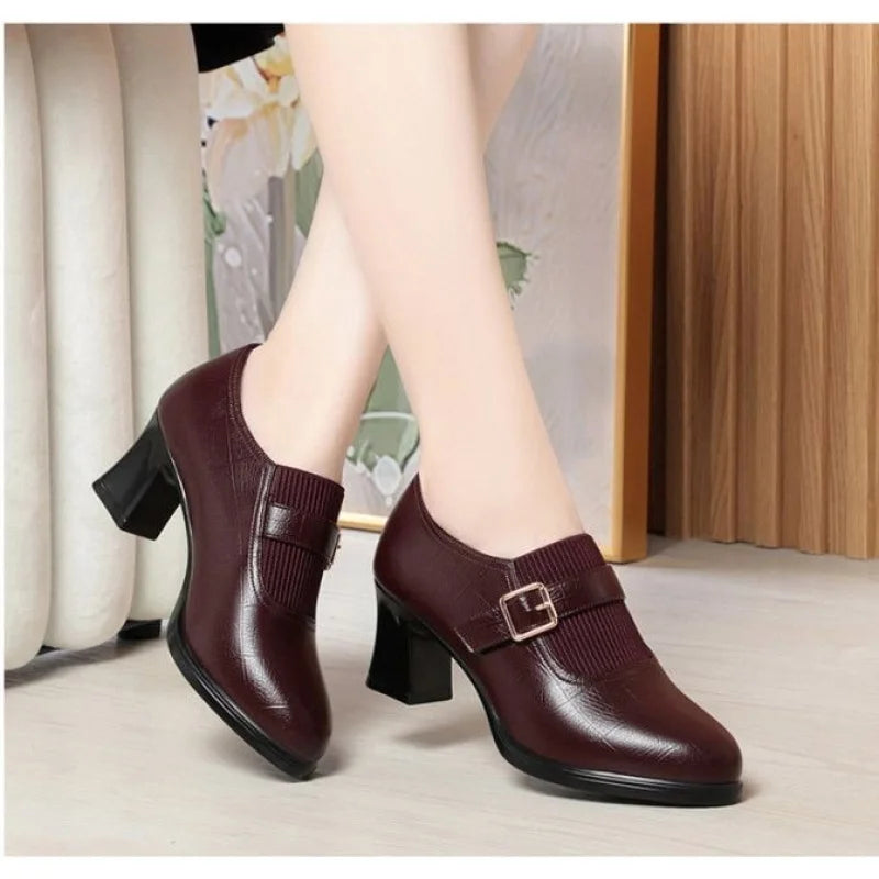Womens Pumps Block Heel Deep Vamp 4