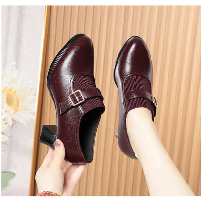 Womens Pumps Block Heel Deep Vamp 5
