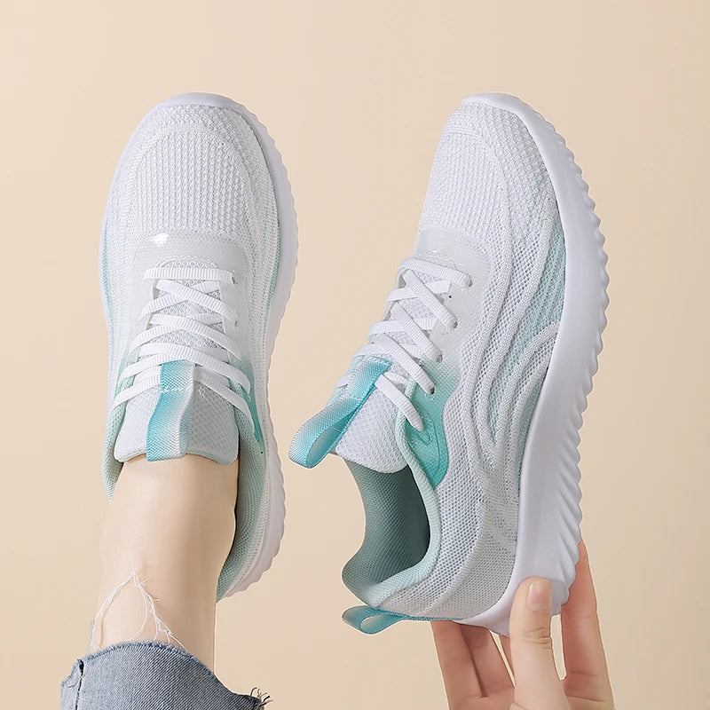 Womens Running Shoes Lace Up Lightweight Platform 1