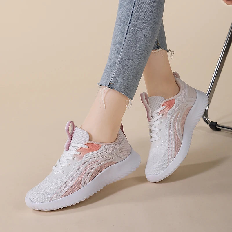 Womens Running Shoes Lace Up Lightweight Platform 2