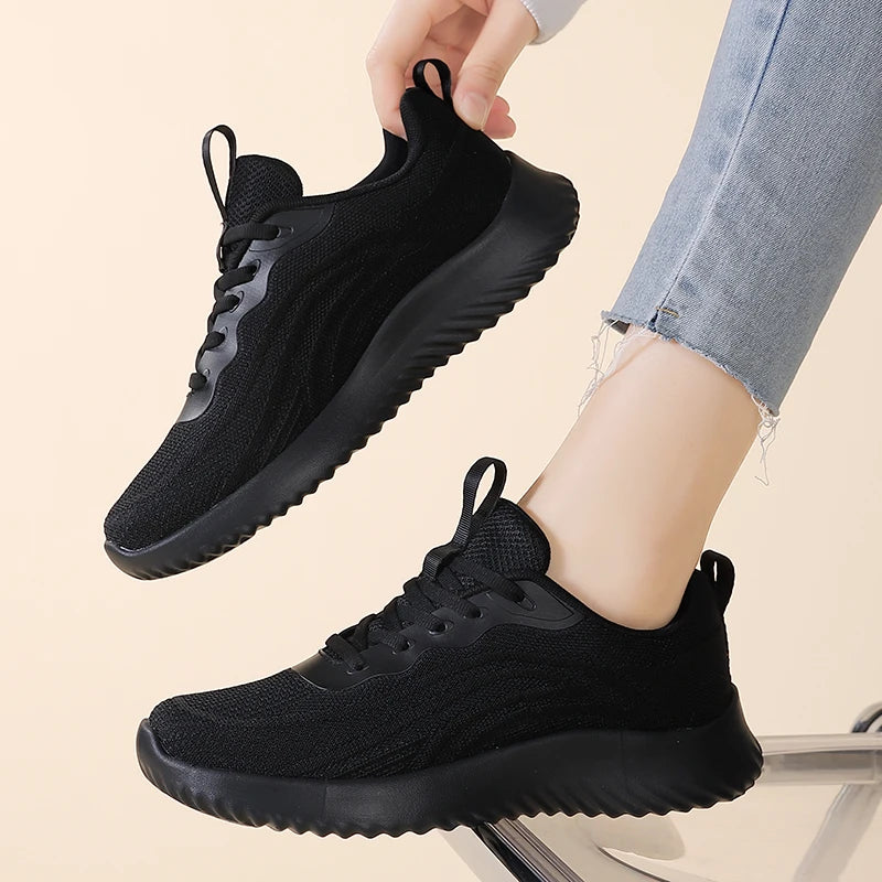 Womens Running Shoes Lace Up Lightweight Platform 5