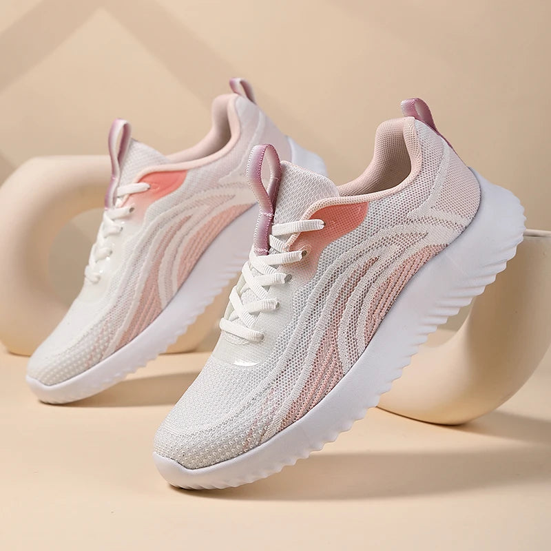 Womens Running Shoes Lace Up Lightweight Platform 6