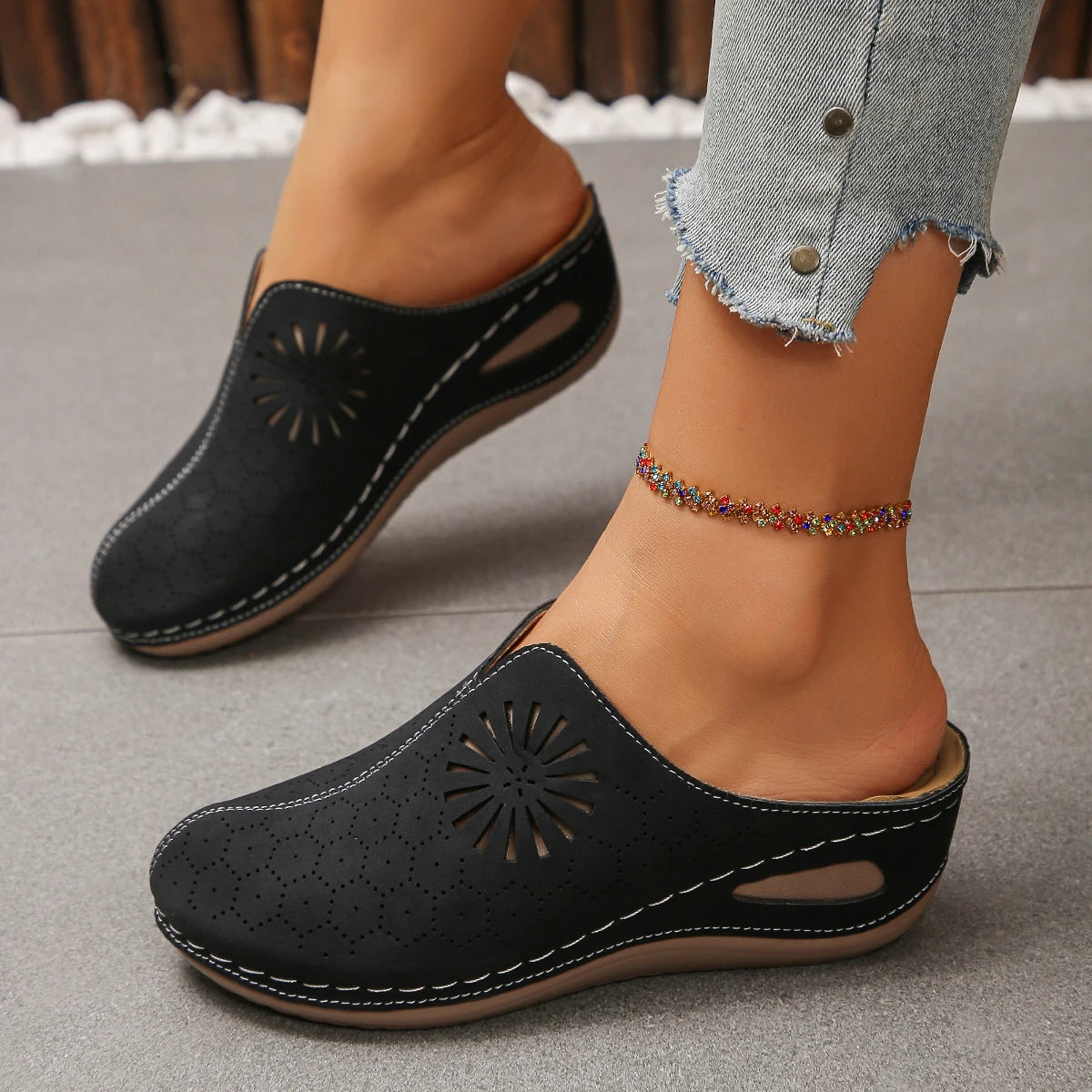 Womens Slippers Wedge Heel Thick Sole 9