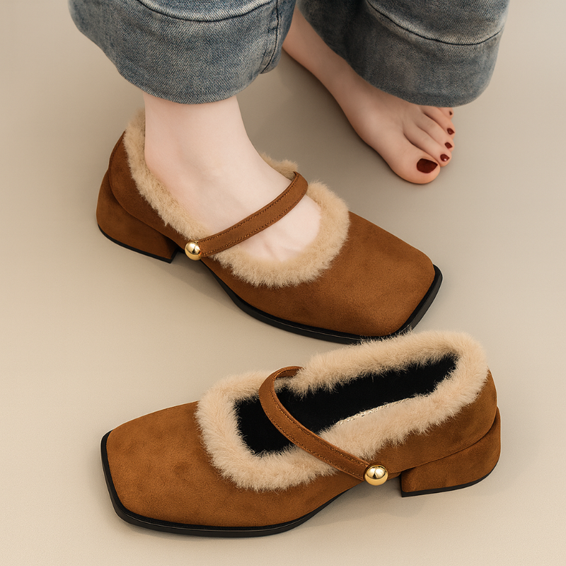 Women's Furry Mary Jane Pumps