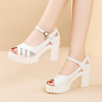 Women’s Platform Heel Sandals with Ankle Buckle