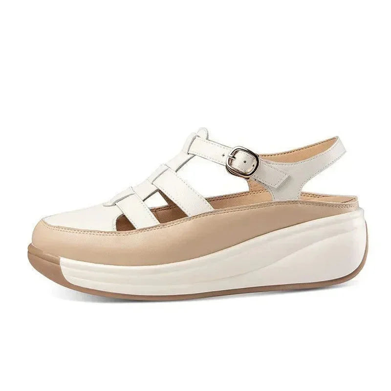 Stable Step Air Flow Wedge Leather Sandals