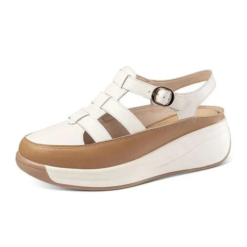 Stable Step Air Flow Wedge Leather Sandals