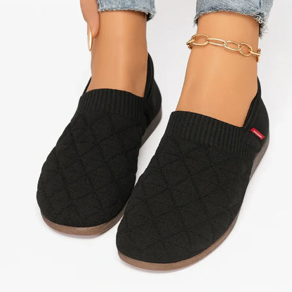 Women's Wide Toe Box Knit Flats Slip-On