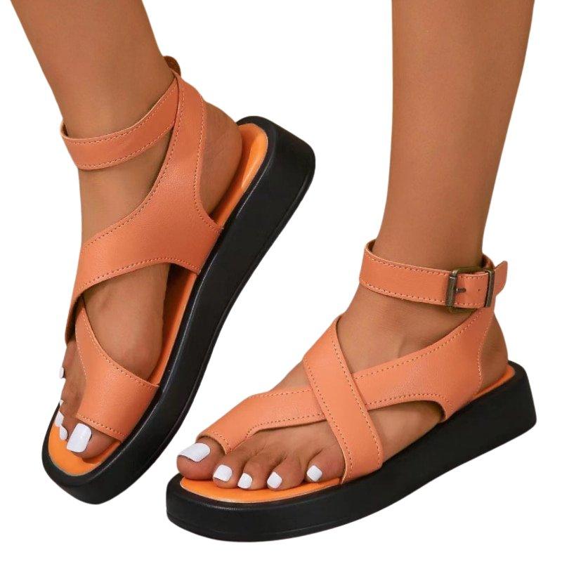 Genuine Leather Comfy Summer Sandals for Bunions - Toe Correction Sandals - Blissful Shoes