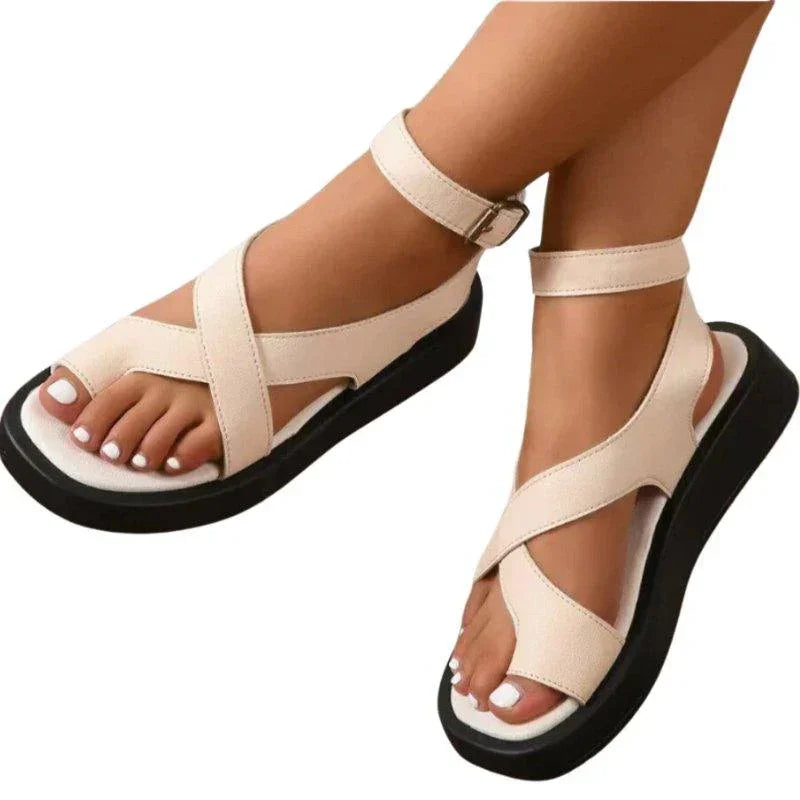 Genuine Leather Comfy Summer Sandals for Bunions - Toe Correction Sandals - Blissful Shoes