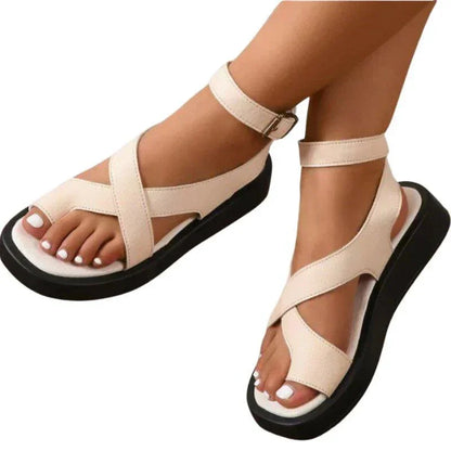 Genuine Leather Comfy Summer Sandals for Bunions - Toe Correction Sandals - Blissful Shoes