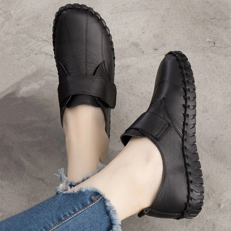 Genuine Leather Round Toe Ladies Loafers