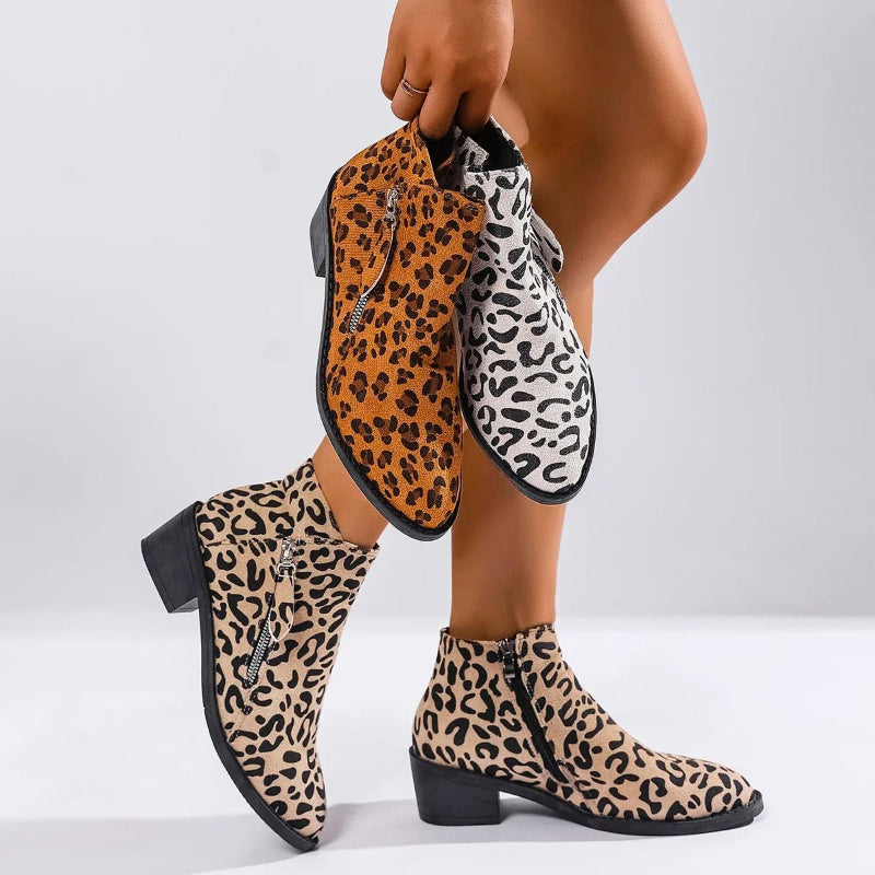 Women’s Leopard Print Suede Ankle Boots