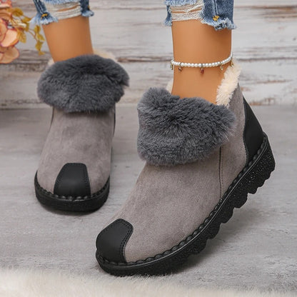 Warm Plush-Lined Suede Ankle Boots
