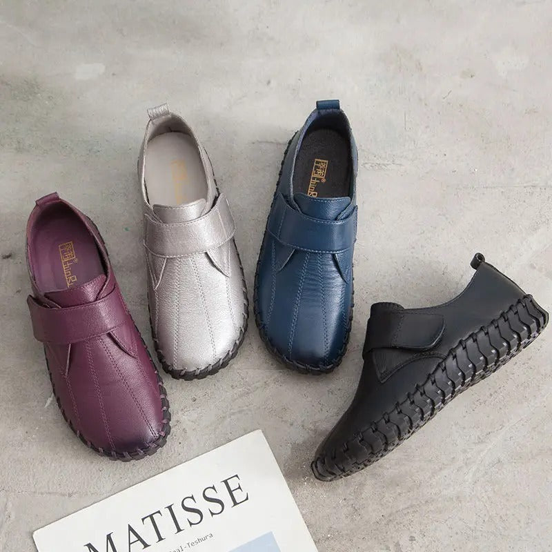 Genuine Leather Round Toe Ladies Loafers