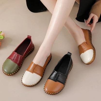 Two-Tone Cowhide Leather Slip-On Loafers