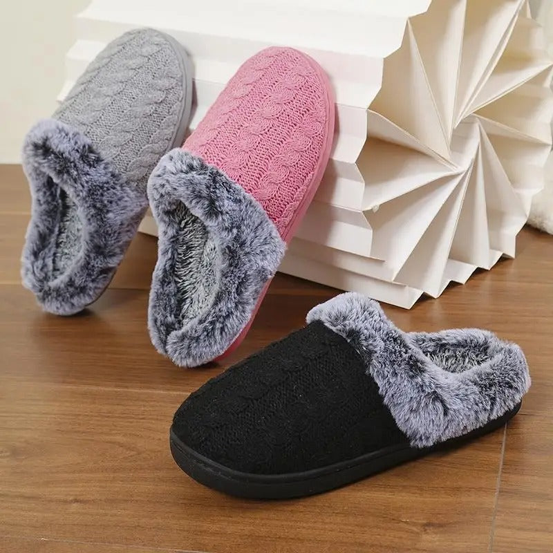 Comfort Knitted Fluff Round Toe Slippers